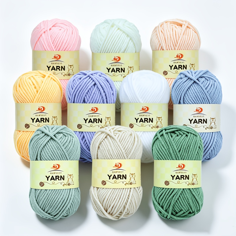 TEMU 10 Balls/set, Lightweight And Soft Acrylic Knitting Yarn, For Colorful Crochet And Knitting Diy Scarves, Hats, Shawls, Dolls, Headbands,