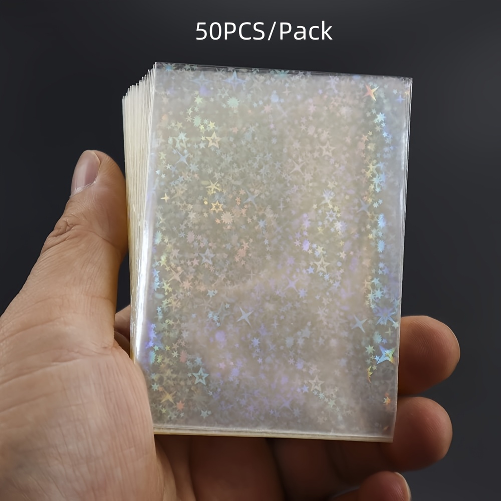 50pcs Laser Flashing Card Sleeves Trading Cards Shield Magic Card Protector Holographic Foil Protective Cover