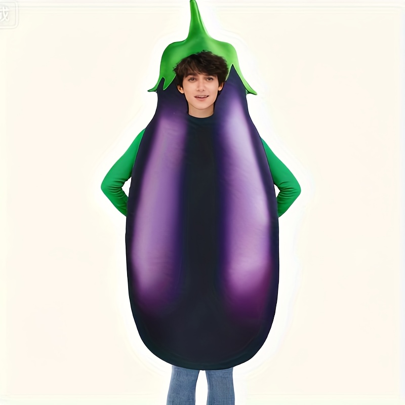 TEMU 2025 New Cross-border Stage Vegetable Eggplant Costume Halloween Carnival Adult Party Outfit-world Day