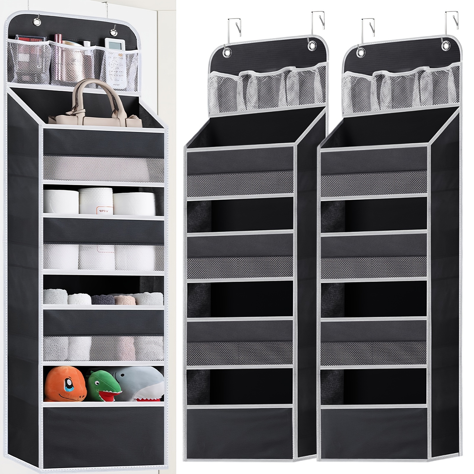 TEMU 2 Pack Over The Door Hanging Organizer For Bedroom,bathroom,dorm,pantry, Office,closet, Storage Organizer For Diaper Shoes Over Door Storage