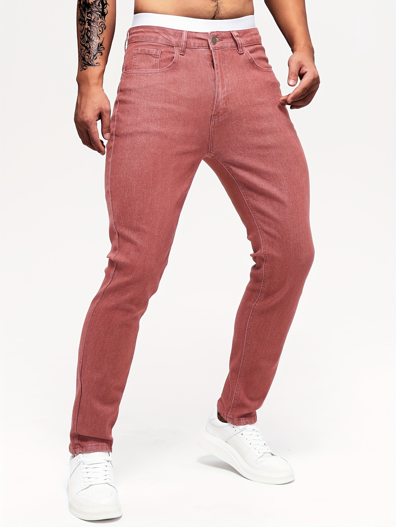 Hungson Pantalones De Mezclilla Ajustados Y Elásticos Para Hombre