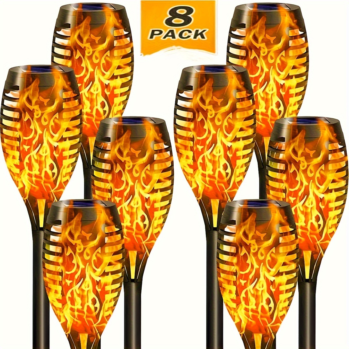 

8 Pack Solar Torch Lights Outdoor, Dancing Flickering Flame Torches Lights Landscape Decoration Light For Pathway Lawn Patio Gardenyard Wedding Party-auto