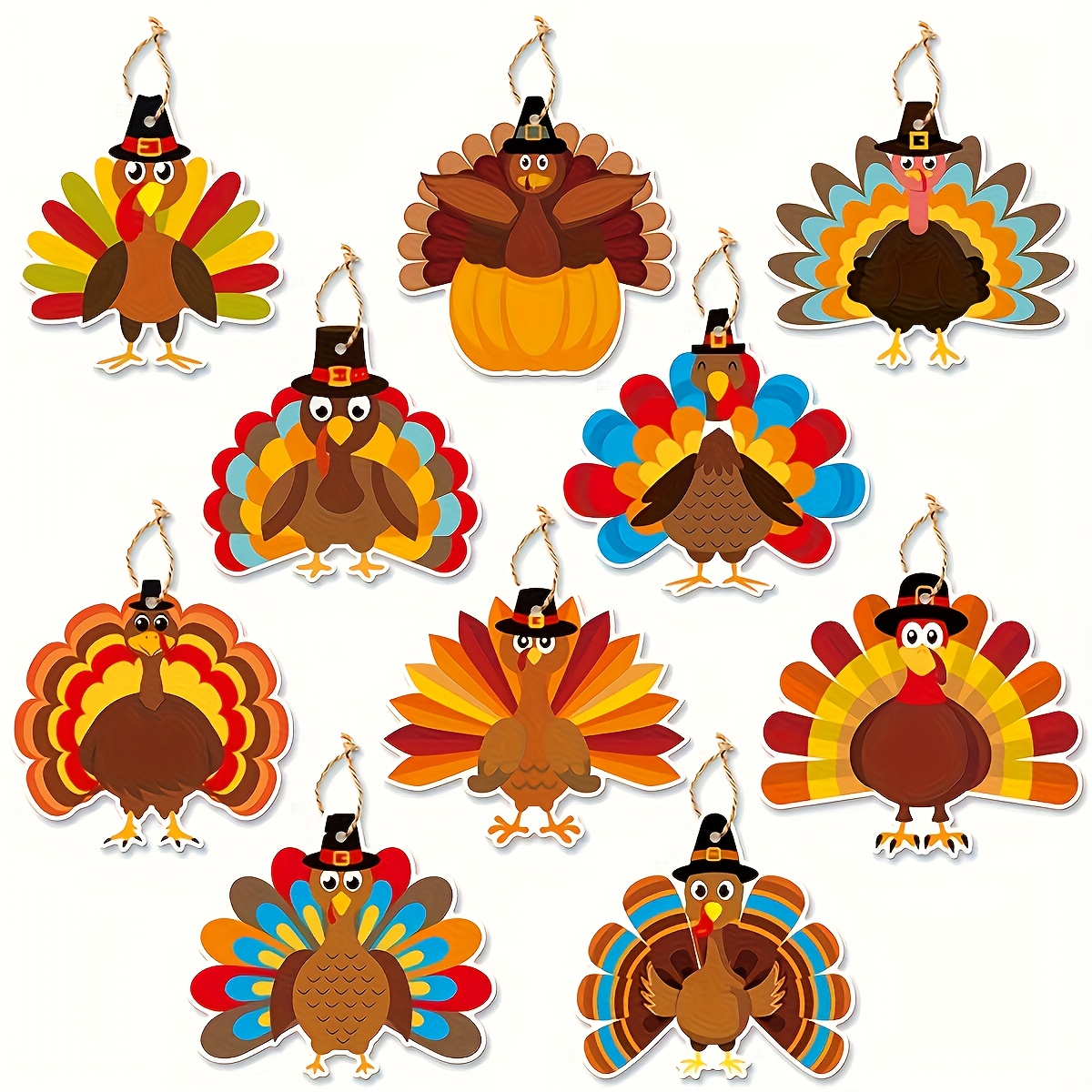 TEMU 10pcs Autumn Thanksgiving Party Decorations, Turkey Hanging Ornaments, Thanksgiving Gift Tags, Hanging Pendants, Holiday Hanging Decorations