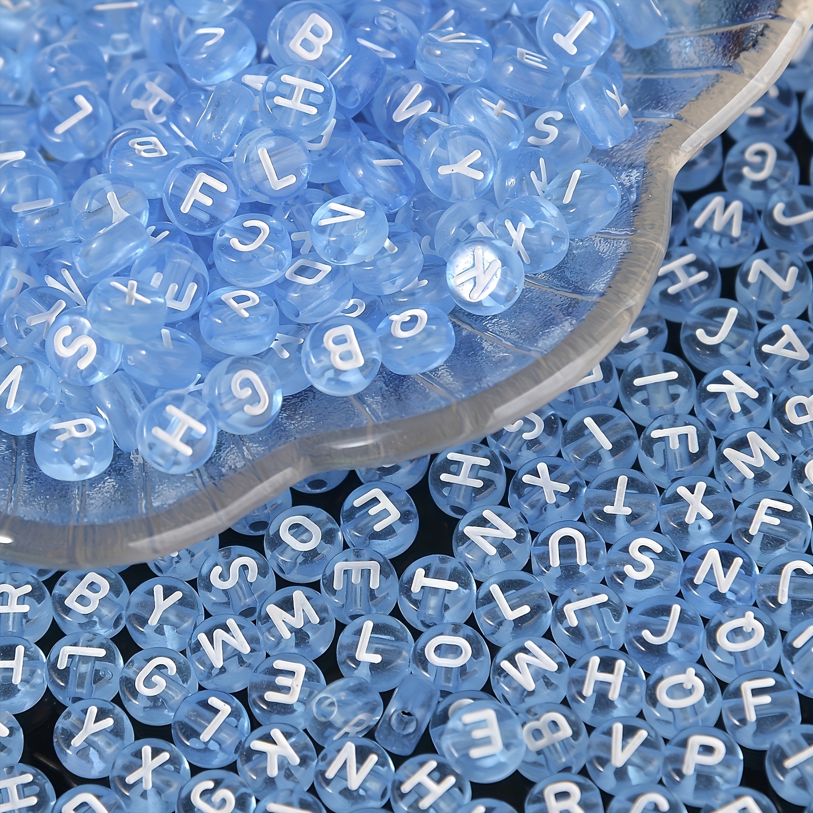 500pcs Transparent Blue White Letter Acrylic Beads For Jewelry Making Diy Fashion Bracelet Necklace Handicrafts Small Business Supplies