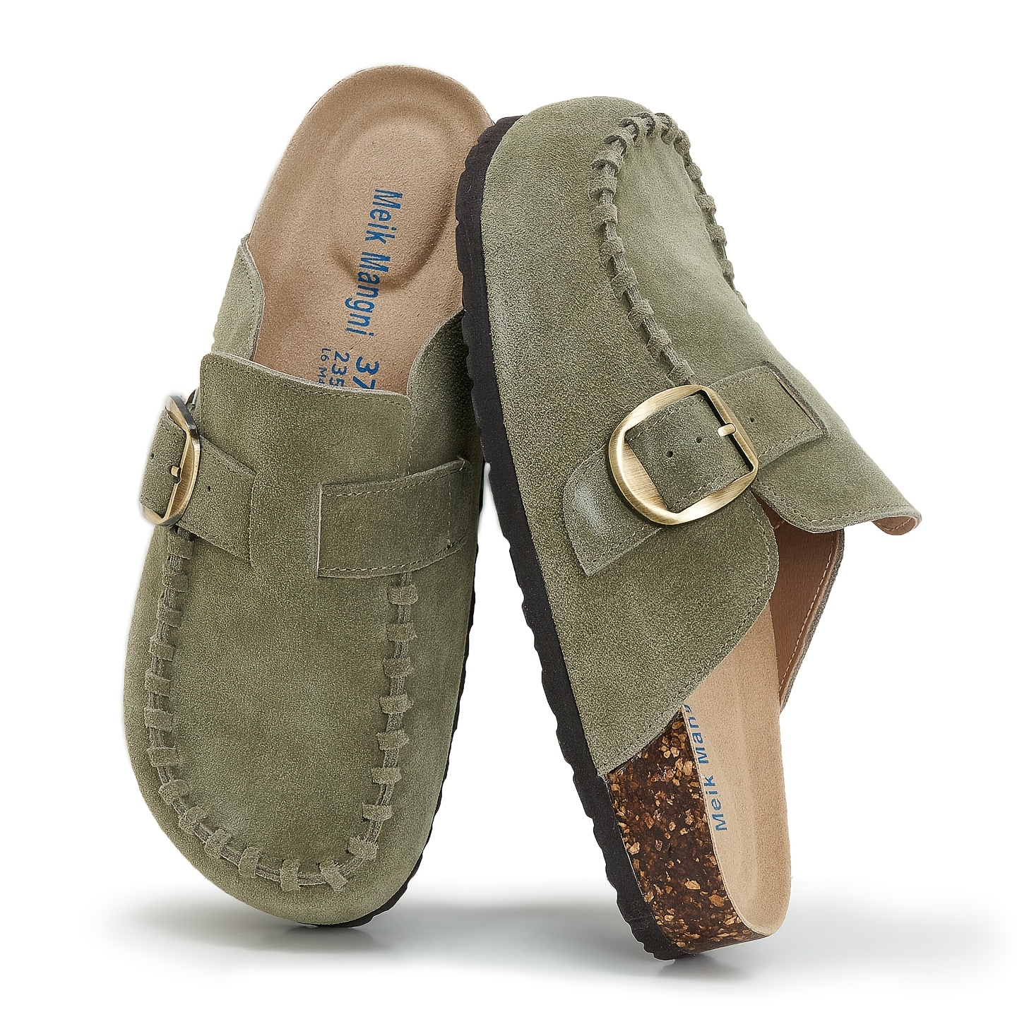Women's Comfortable Velvet Wooden Clogs, Cork Insole Loafers, Adjustable Strap Arch Support Mules, Non-slip Casual Flats, Indoor And Outdoor, Women Shoes