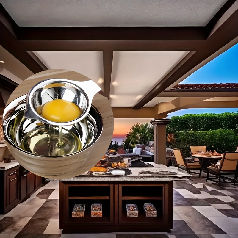 Separador de huevos de acero inoxidable - Herramienta de cocina duradera y fácil de limpiar para separar yemas y claras, ideal para cocinar y hornear - Esencial para uso en casa y restaurantes, 4 estaciones, Separador de huevos|Construcción en acero inoxidable|Herramienta de cocina duradera, Separador de huevos para cocinar
