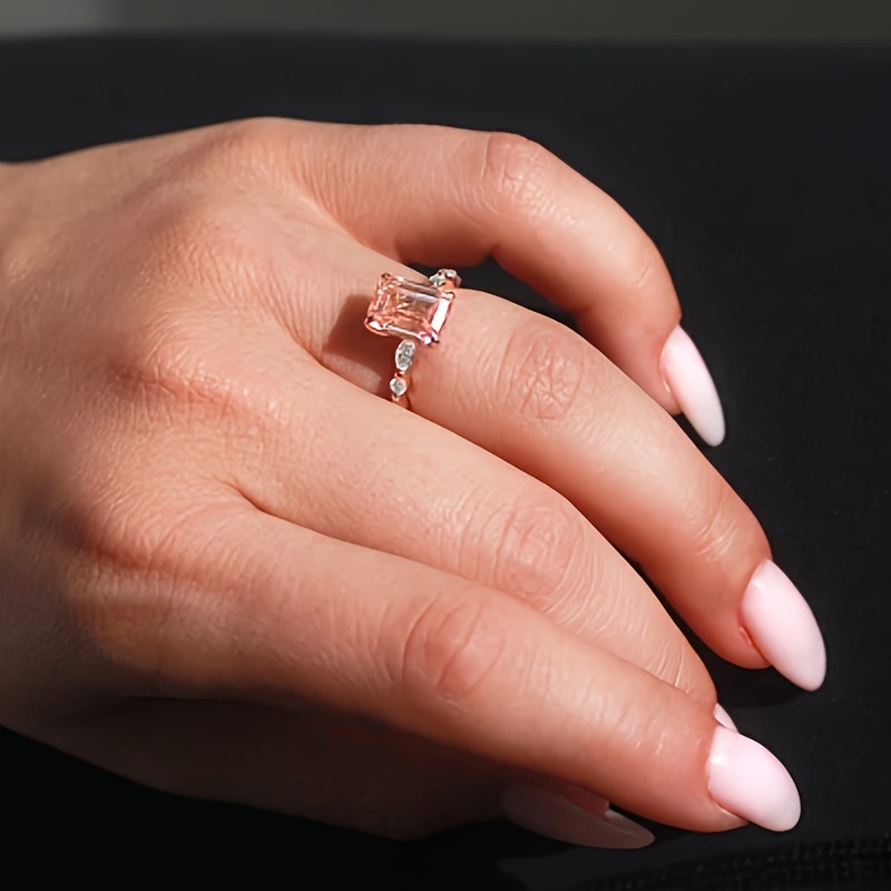 Champagne Gemstone Ring Set for Women's Wedding Anniversary Gift