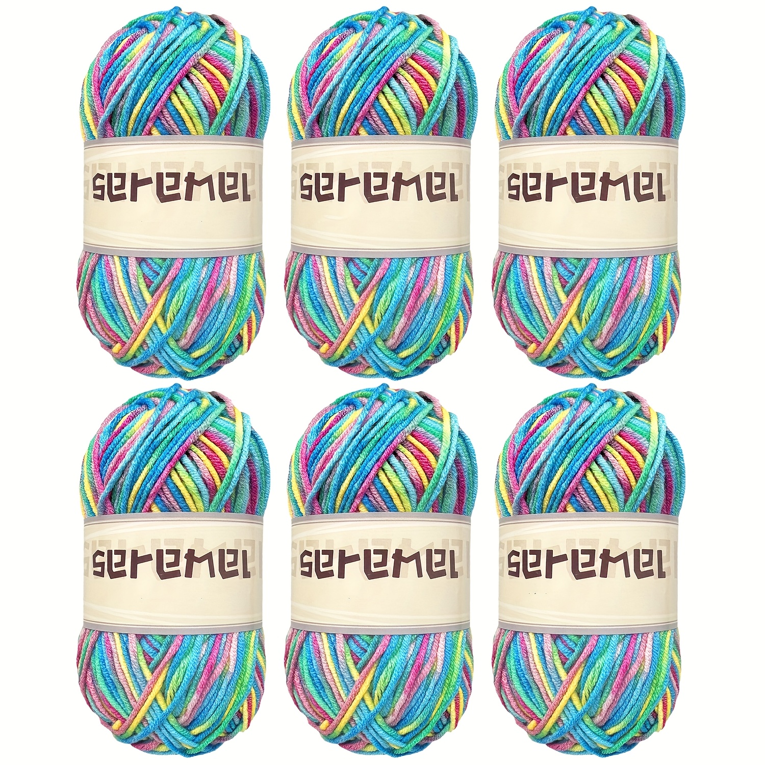 Image of 6pcs Of 5 Strands Of Gradient Dyed Acrylic Yarn, 50g*6, Soft And Colorful Yarn, Perfect For Hand Knitting