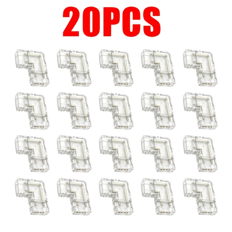 TEMU 20 connettori angolari 90 gradi per LED COB, connettori ad retto a 2 pin con larghezza di 8 mm, adattatori a connessione rapida con ribaltabile