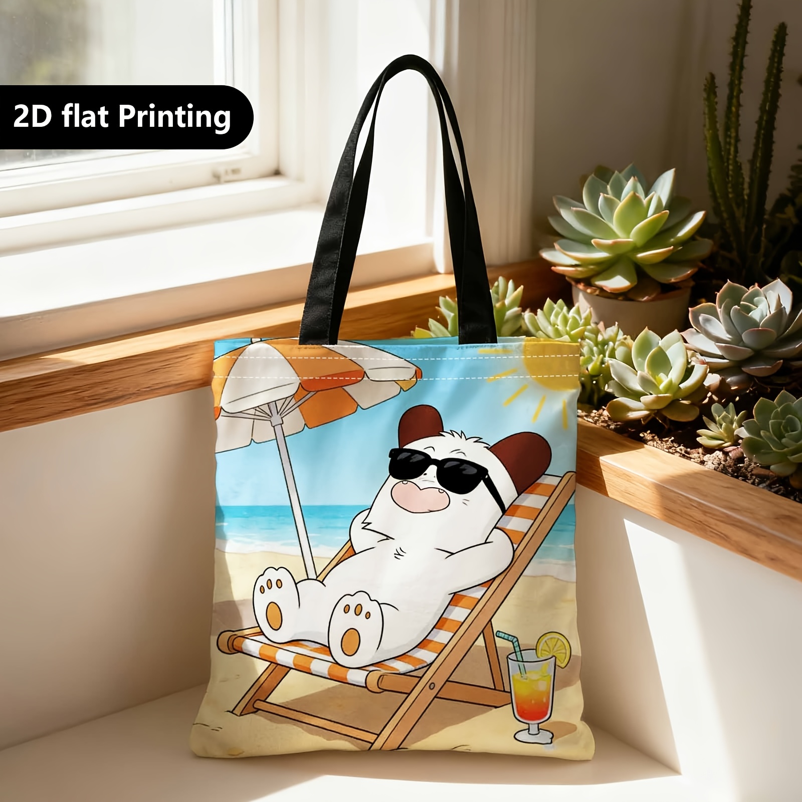 TEMU Borsa Shopper, Borsa Portatile a Spalla e , 2D , Panda, Spiaggia, Estate, per Viaggi, Cosmetici, Borse per Vacanze, Arredamento Casa, Regali,