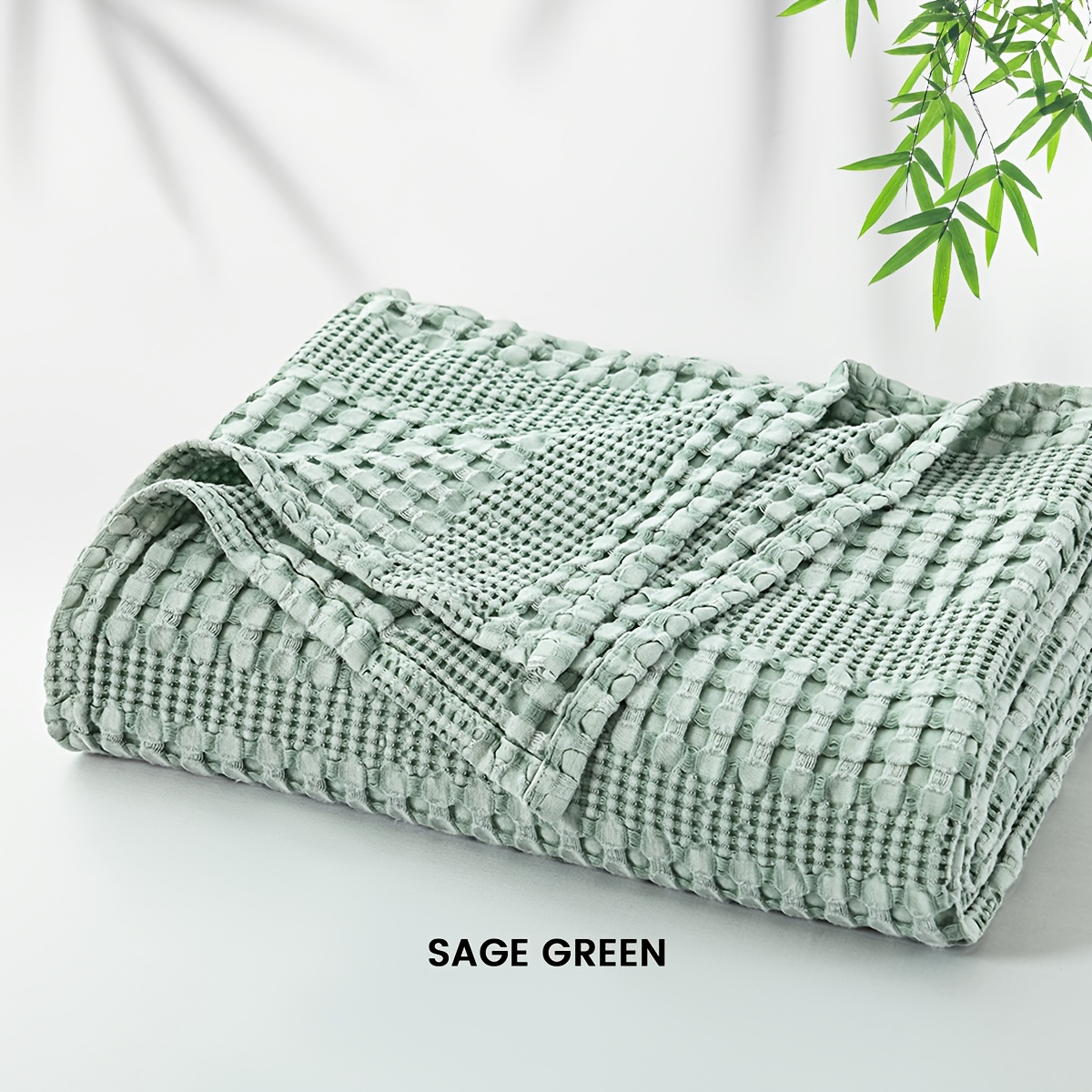Image of A Refreshing Bamboo Cotton Waffle Blanket - A Lightweight Breathable Blanket Suitable For Hot Sleepers, A Luxurious Leisure Blanket For Beds, Sofas, And Couches, Ideal For Summer, In Colors And Sizes