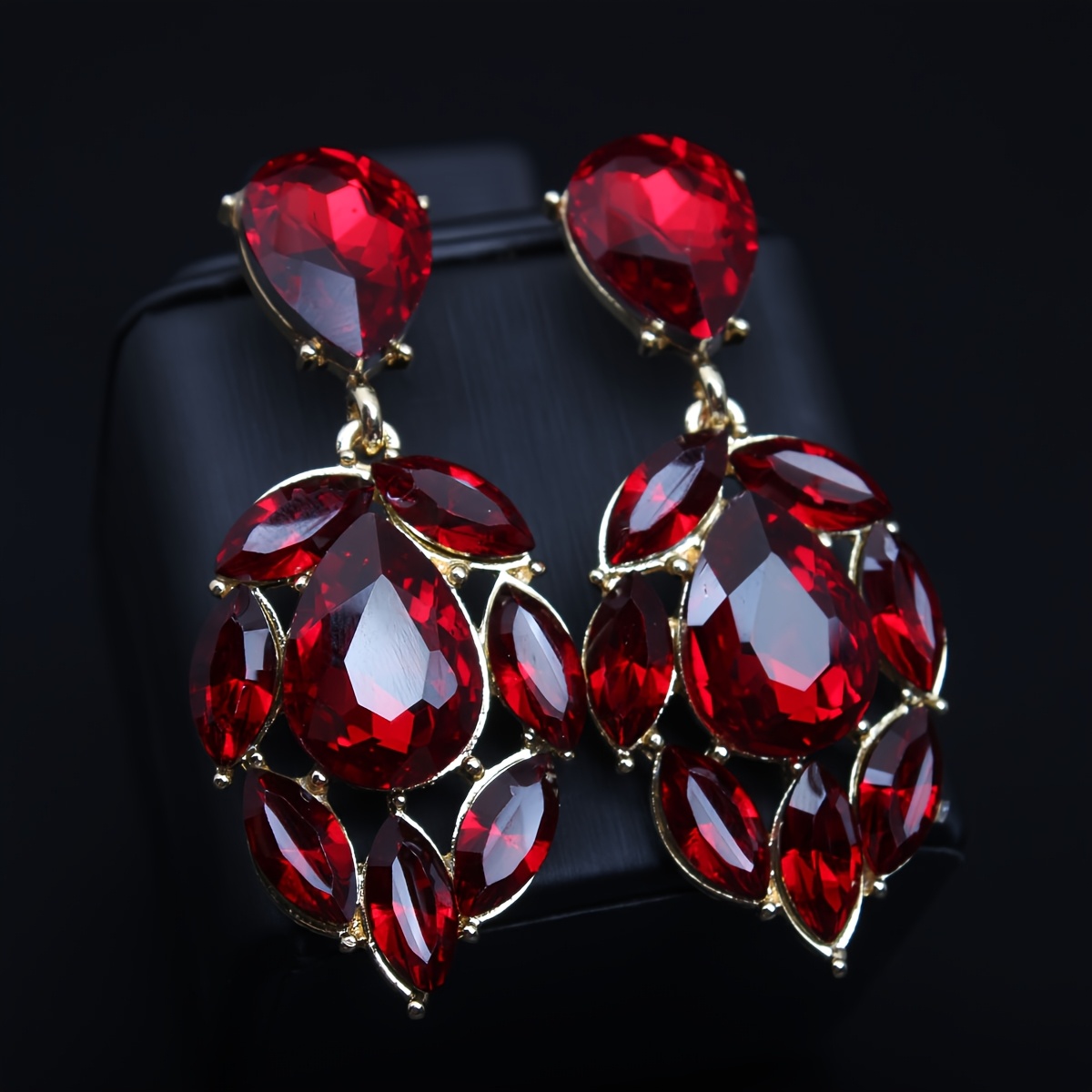 TEMU 2pcs European And Leaf Rhinestone Earrings Versatile Women's Banquet Bride Wedding Jewelry Earrings