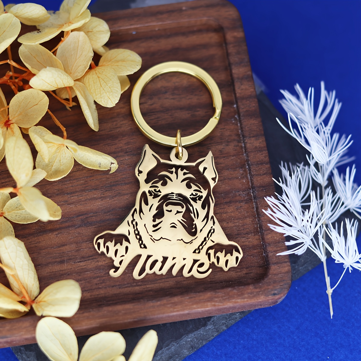 TEMU Personalized Keychain - Made Of Stainless Steel, Featuring A Silhouette With Custom Name - Adorable Memorial Gift For Pet Loss