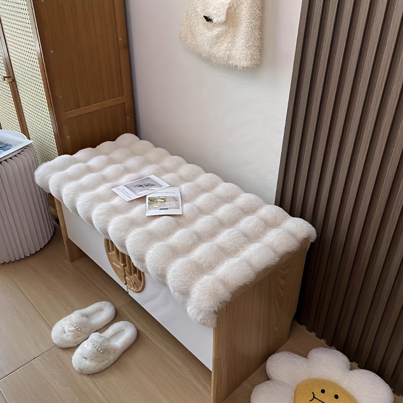 TEMU 1pc, Cream-style Faux Rabbit Bubble Plush Cushion, Shoe Bench Seat Cushion, Plush Seat Pad, Entryway Bench Seat, Shoe Cabinet Mat, Chair Pad,