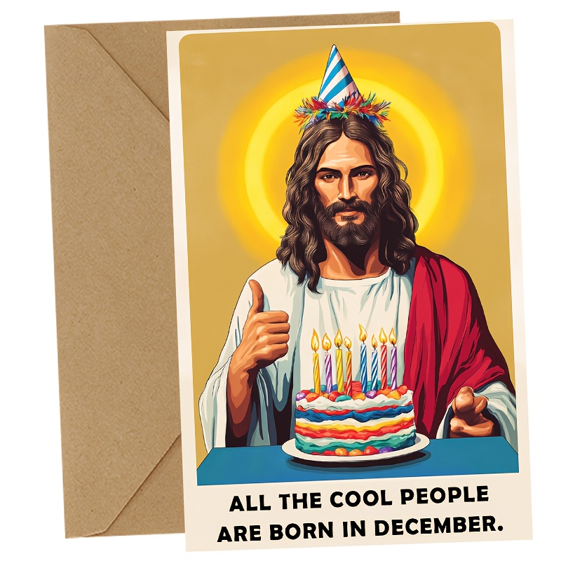 TEMU 1pc Funny Birthday Greeting Card With Envelope, "all The Are Born In December" Celebration Card, Humorous Christmas & Birthday Card, Paper Party