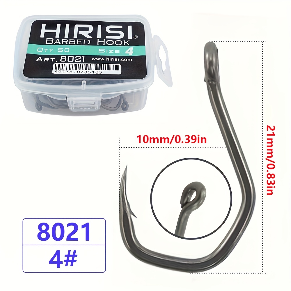 Image of 50pcs Fishing Hooks Set Carbon Steel Single Circle Fly Fishing Barbed Carp Hooks Sea Tackle Accessories