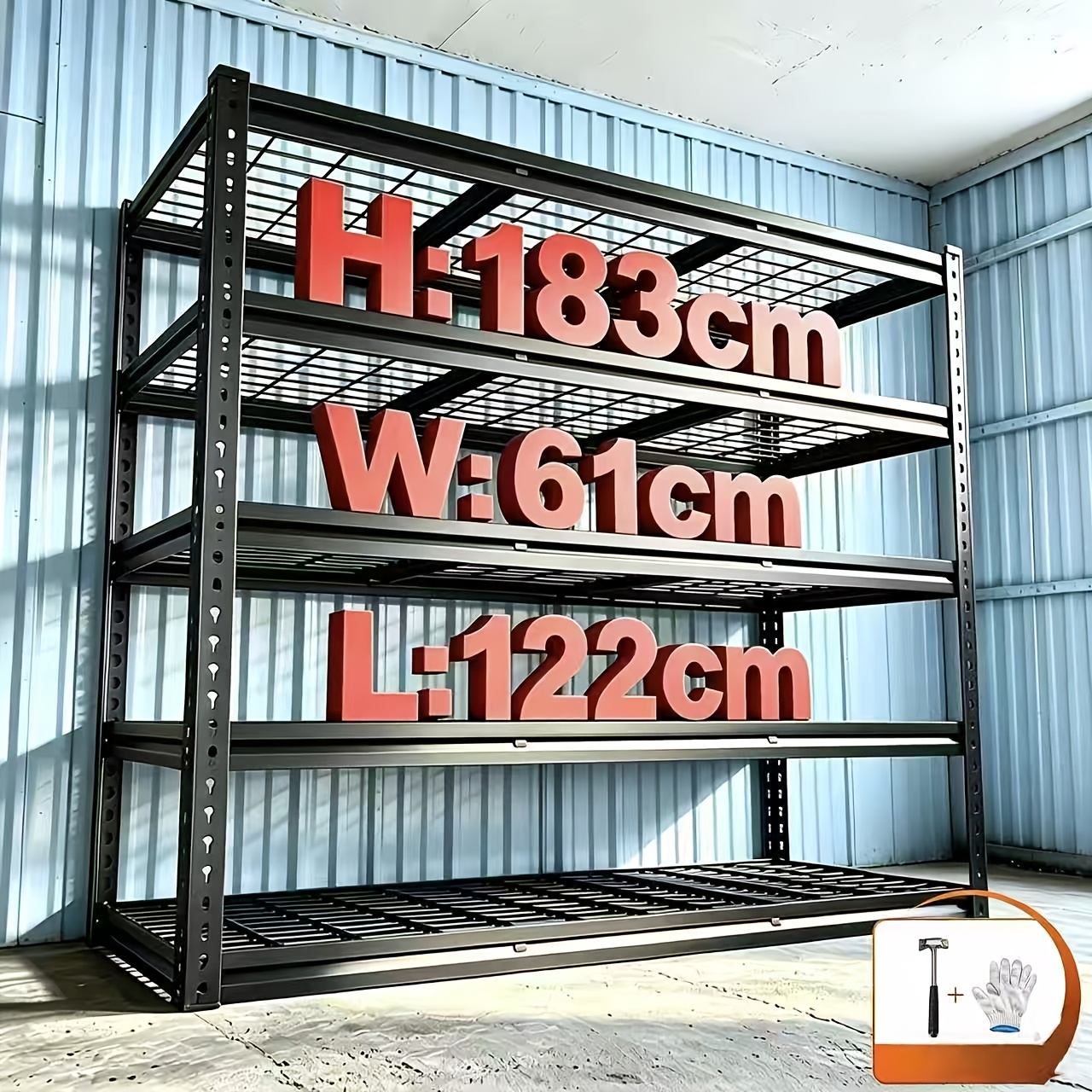 immagine dell'articolo scaffale di stoccaggio regolabile a 5 ripiani in metallo per carichi pesanti da 183 cm, unità di scaffalatura con ripiani regolabili e montaggio facile senza bulloni.   per garage, magazzini, scantinati, cucine, dispense,   residenziali e commerciali. stoccaggio e organizzazione