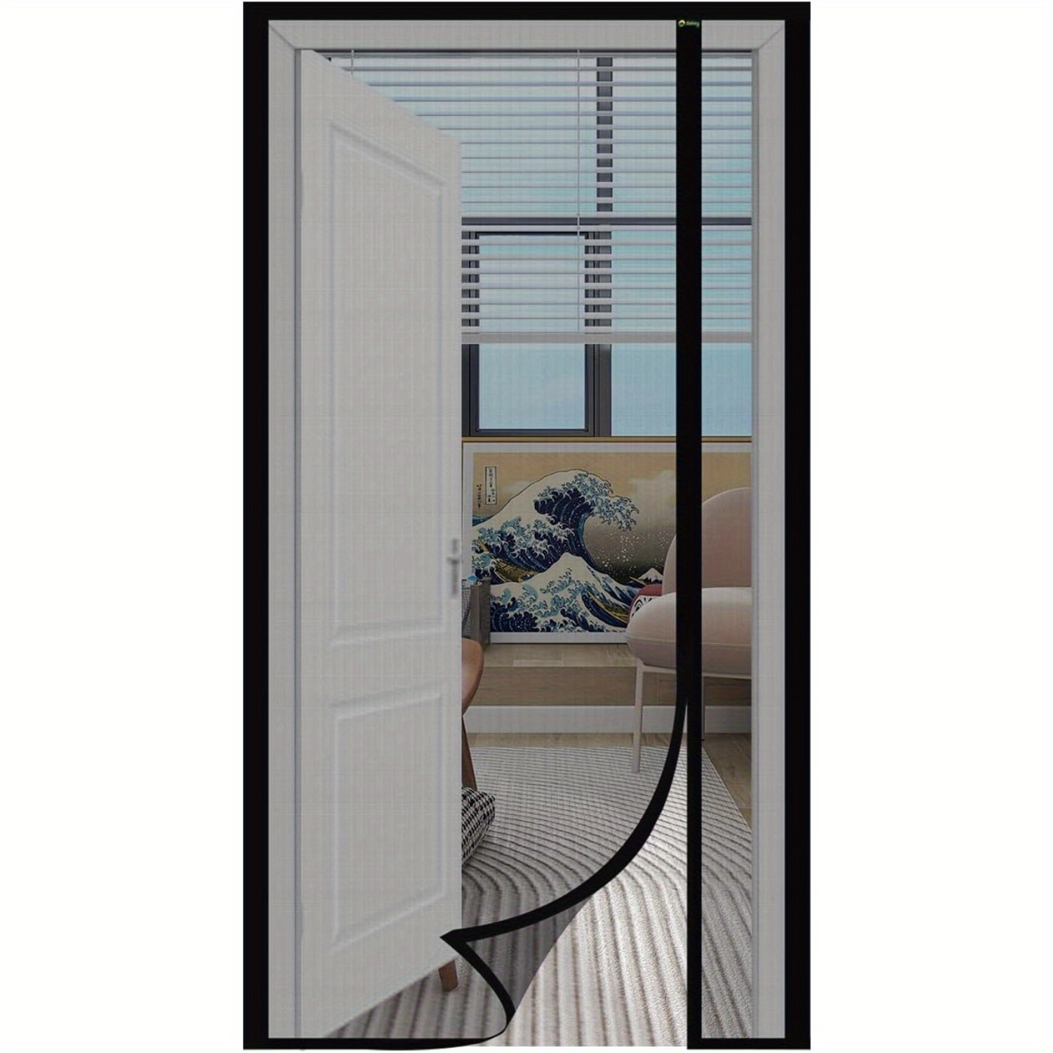 Image of Fly Screen Door Curtain Against Cat Scratches, Fiberglass Magnetic Curtain Insect Protection For Side Opening, Magnetic Fly Screen For Balcony Door, , No Drilling, 85x200cm Black