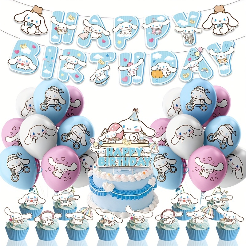 birthday party decoration set - 5.6" x 14.2" banner, 7" x 18cm cake toppers & balloons, no power needed, feather-free - themed celebrations, birthday decorations - home & kitchen