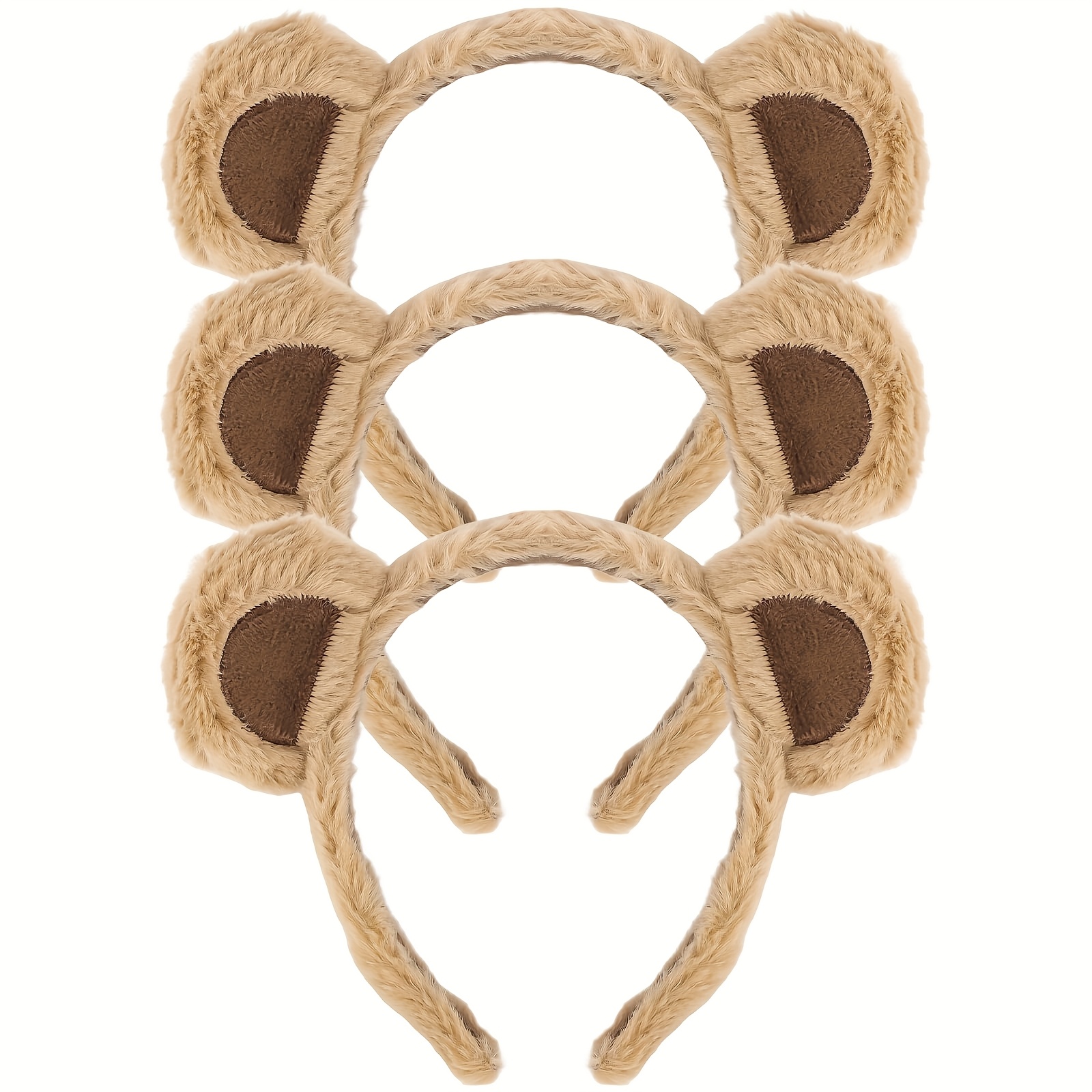Image of 3/8pcs Bear Ear Headband, Furry Animal Ear Headband Hair Additions, Cartoon Role Play Costume Additions For Halloween Christmas Theme Party, Birthday Dress Up