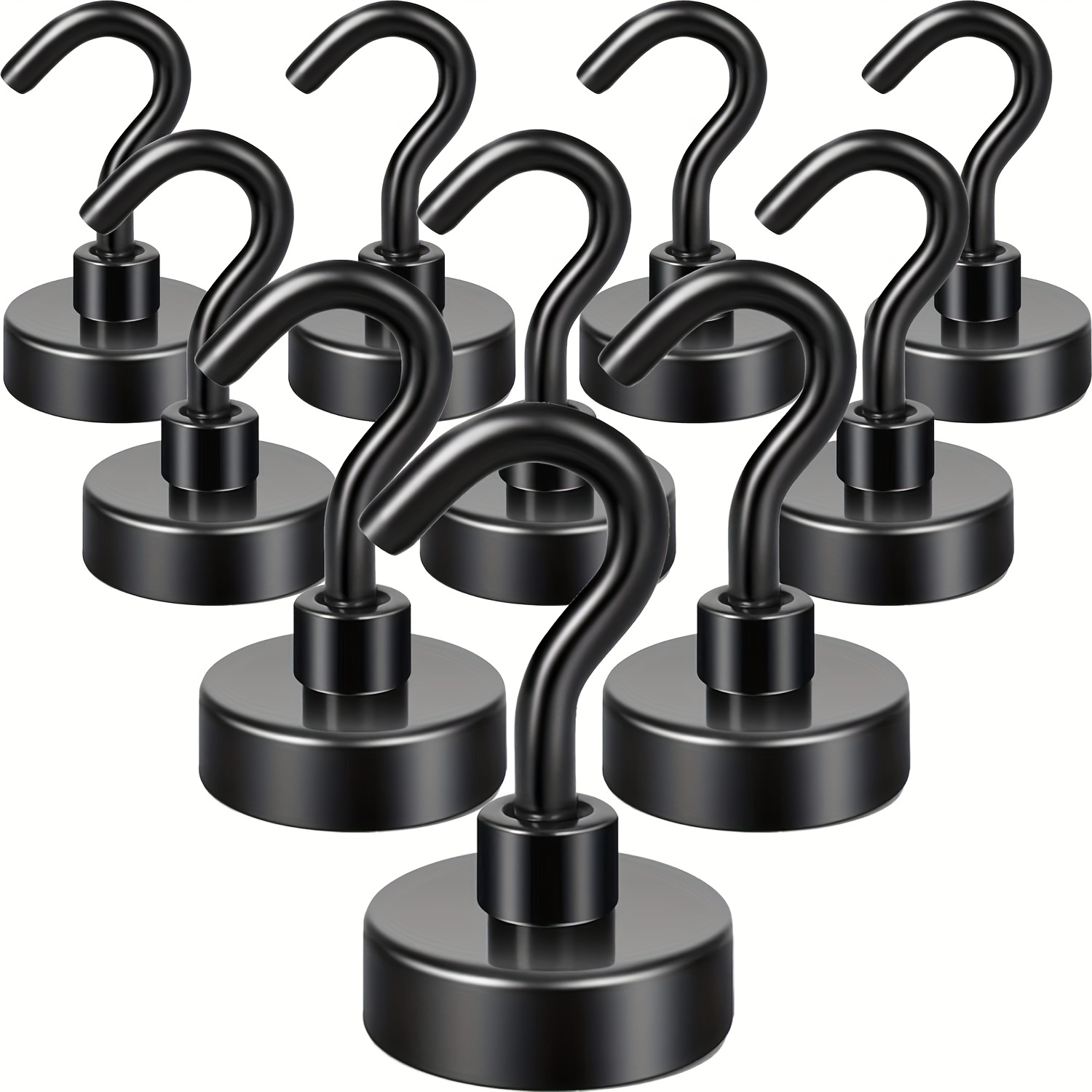 

Black Magnetic Hooks, 40 Lb Heavy Duty Strong Magnet With Hooks, Strong Rare Earth Neodymium Magnet Hooks For Hanging, Magnetic Hanger For Curtain, Home, Kitchen, Workplace, 18 Packs
