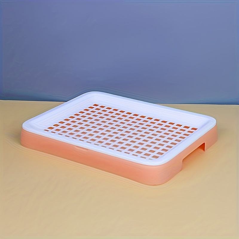 

1pc Plastic Rabbit Potty Tray - Easy-clean, Grid-patterned Design For , Birds, & | Includes Orange Training Cage With White Lid