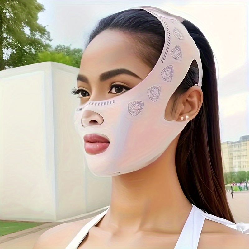 

1pc Purple Breathable Double Chin Reducer - Reusable V Line Lifting Mask For Women - Ultra-thin And Comfortable For Summer