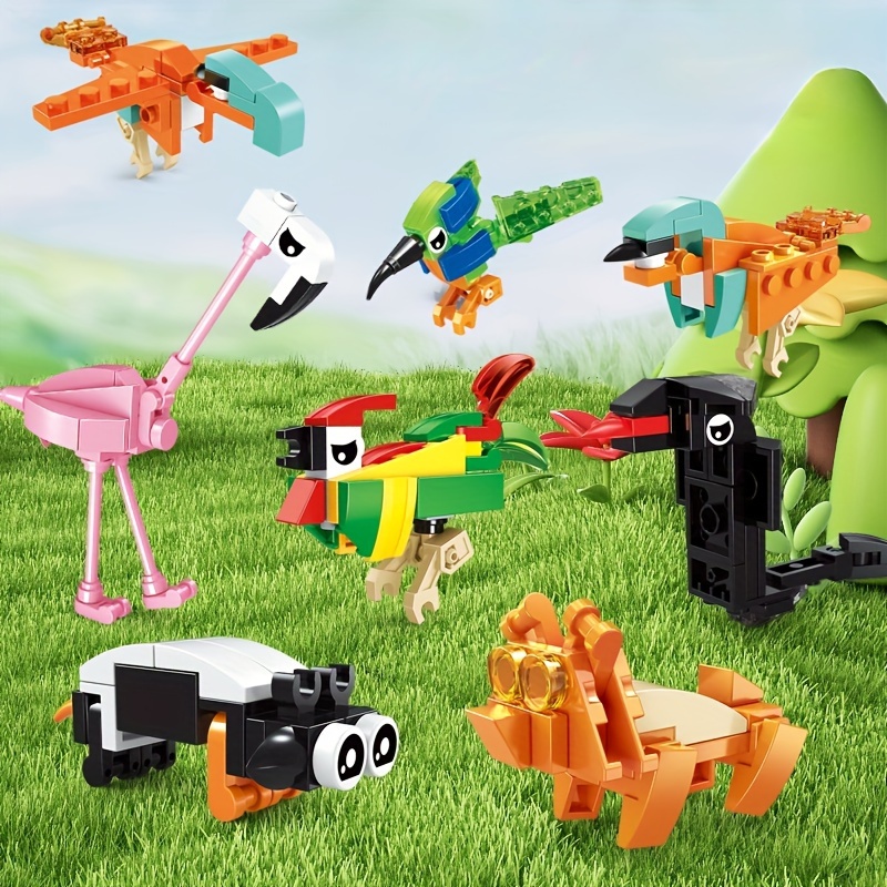 

12-piece Animal Building Blocks Set - 3-in-1 Diy Forest Bird Models, Perfect Gift For Halloween/thanksgiving/christmas, Ages 6-8