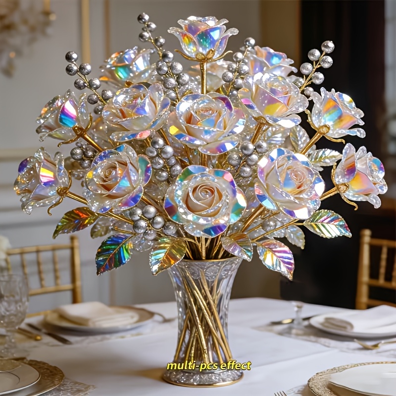 9pcs   mothers day colorful rose and     of     roses and silvery berries   an elegant and sophisticated atmosphere suitable for home decor table decoration office desk placement