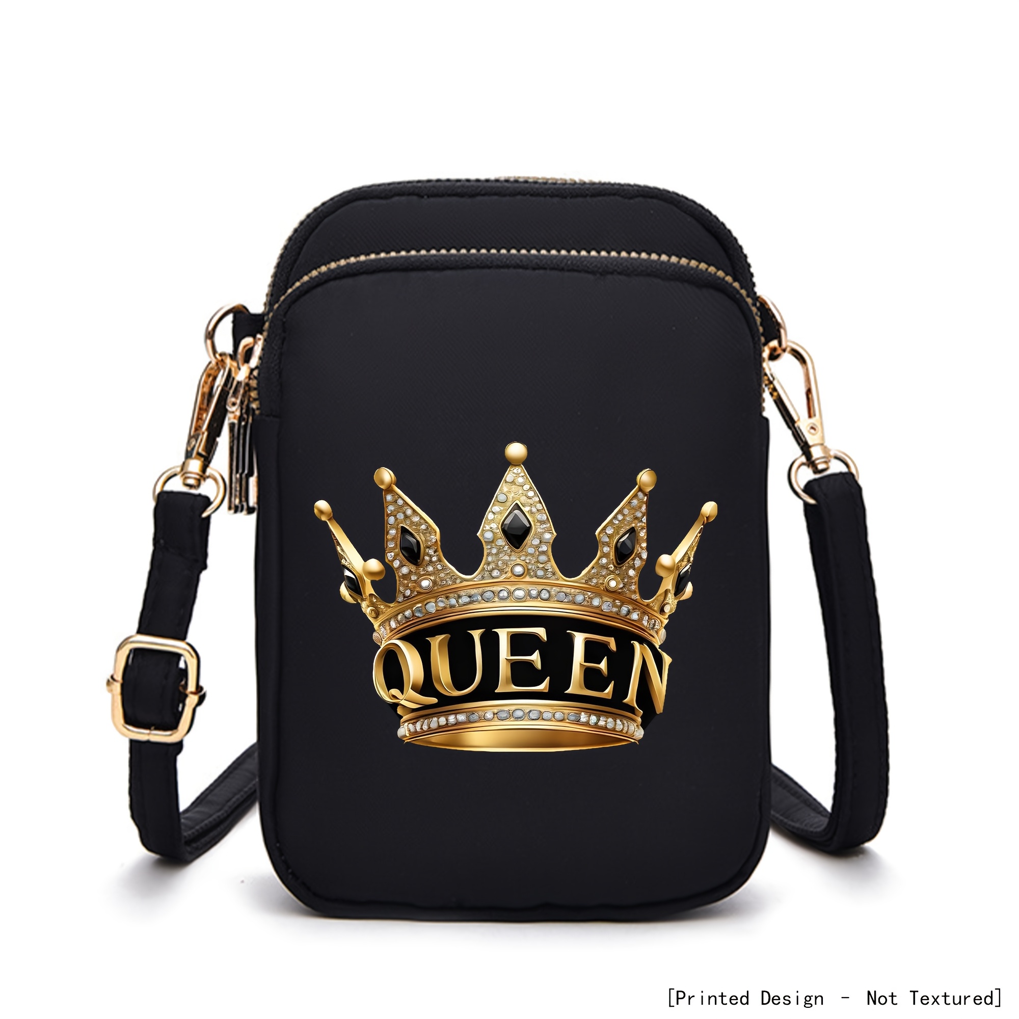 TEMU Queen Crown Pattern Multi-functional Crossbody Bag And Wallet, Casual Shoulder Bag, Lightweight Phone Pouch/bag, Mini Bag, Waist Bag, Cosmetic