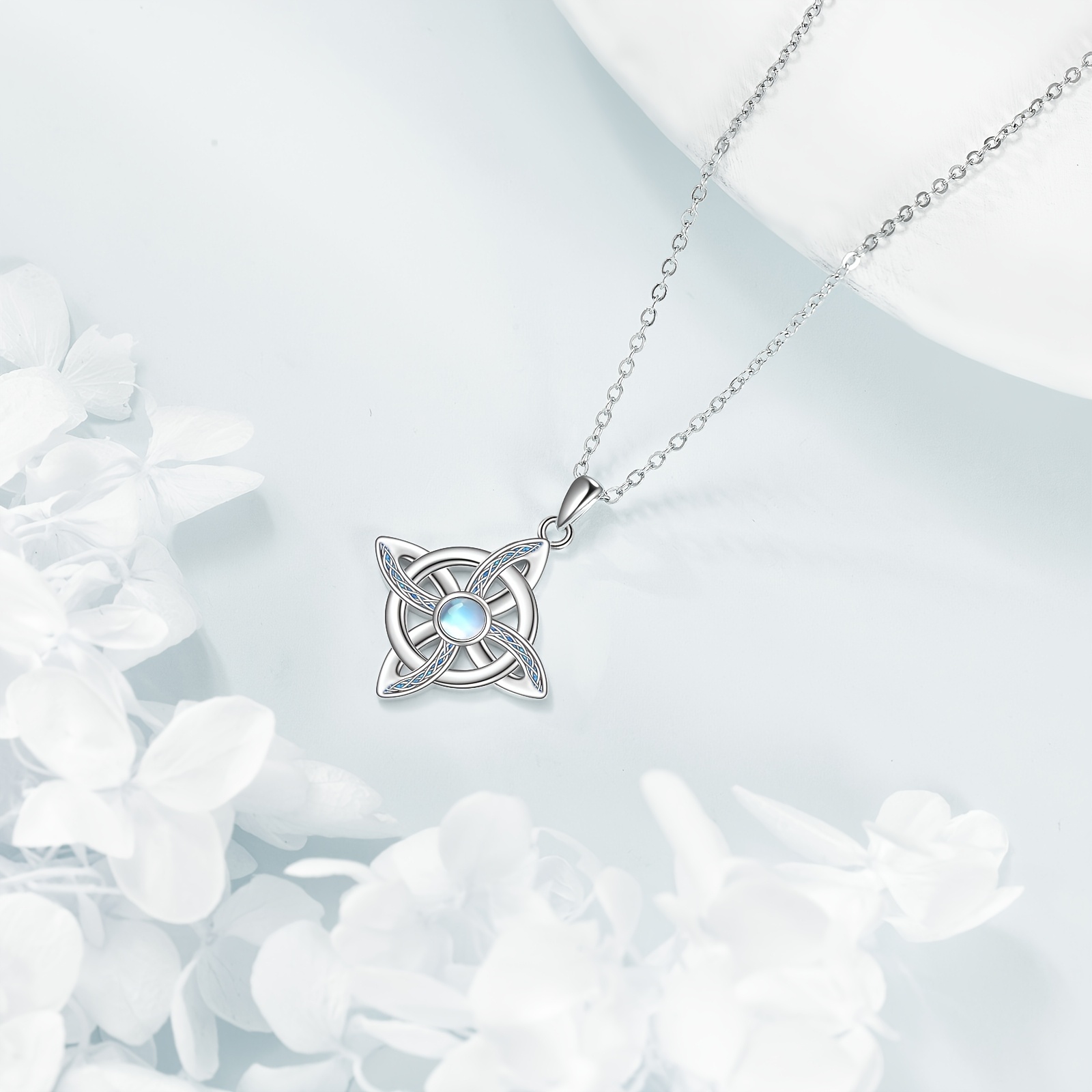 Women's 925 Sterling Silver Witch Knot Pendant Necklace