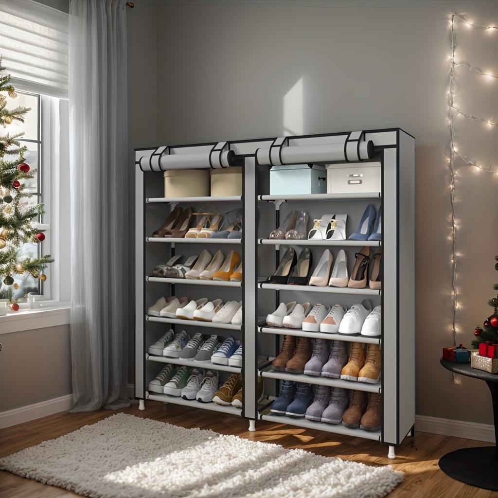 

12-tier Office Shoe Display Cabinet With Non-woven Fabric Cover - Large Capacity, Dustproof Storage Organizer For Closets, Easy ,