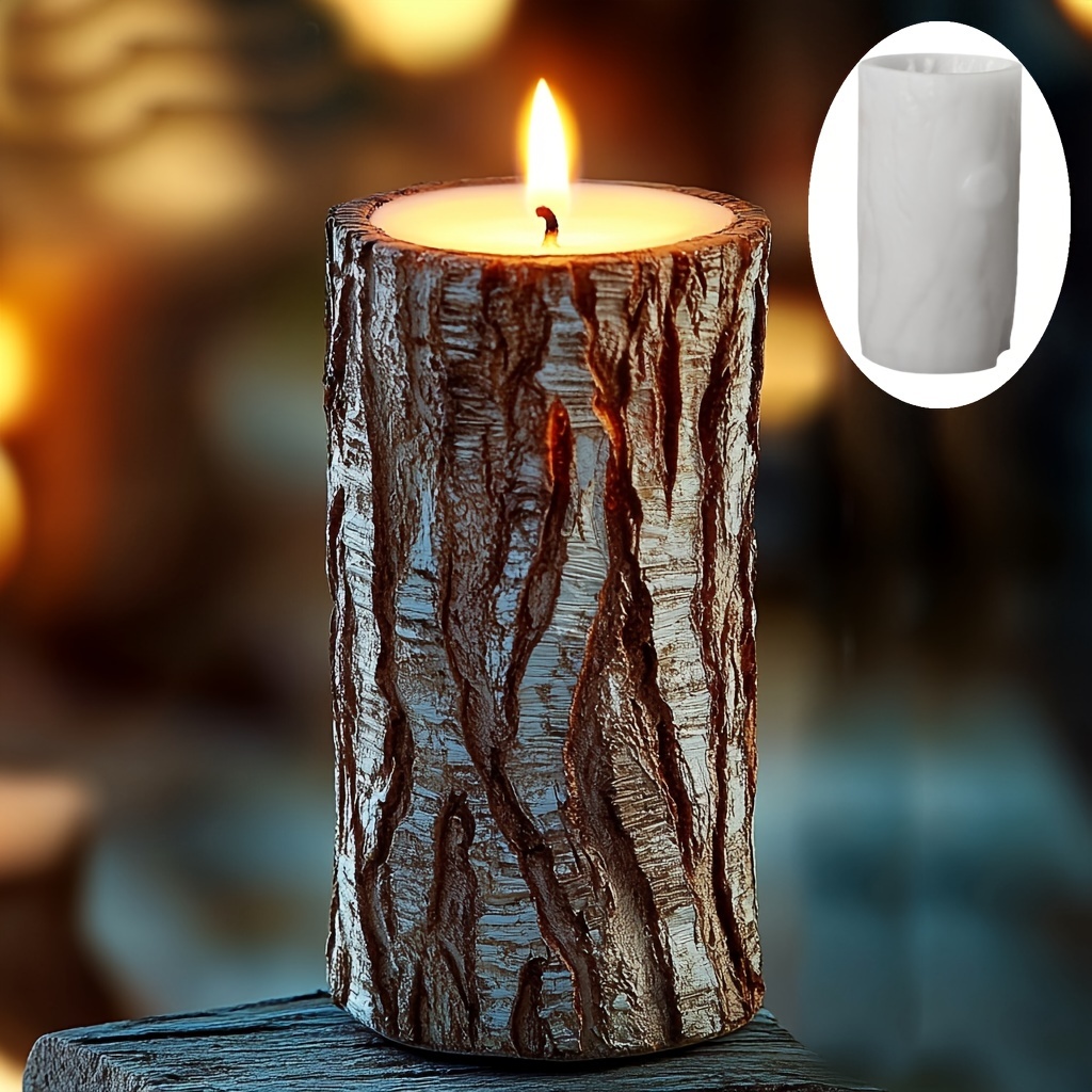 

Rustic Wood Grain Cylinder Silicone Mold, Diy Resin Casting Tree Stump Candle Maker, Irregular Geometric Mold For Crafts, 2025 Gift Idea