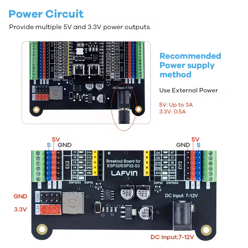 לוח התקפה למודול esp32/esp32-s3 , מודול חיישן, בלוק מסוף עם מכסה ראש, זמין בשלושה מפרטים פרטי מוצר 1