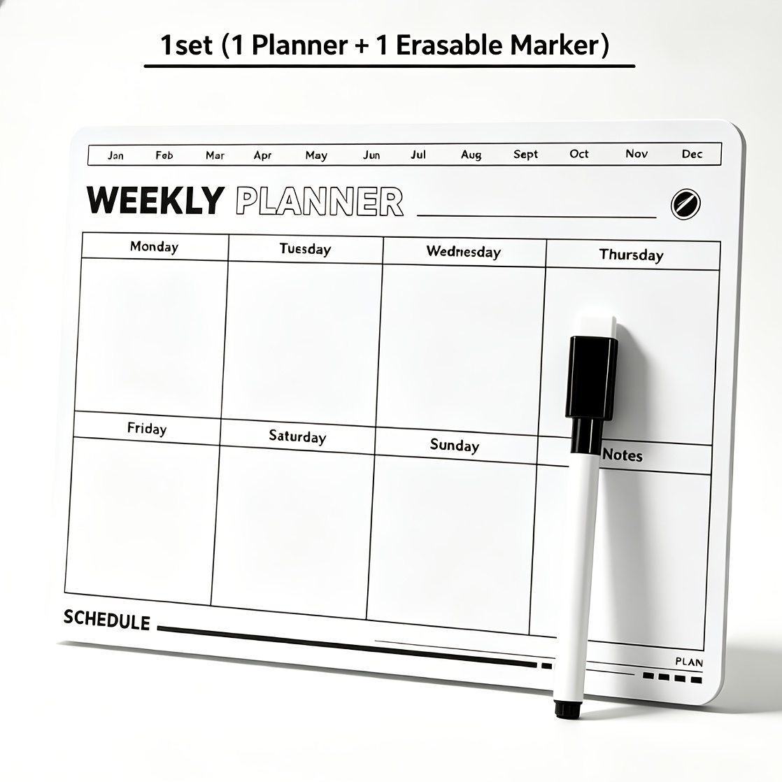 TEMU Weekly Planner Fridge Whiteboard Sticker Set, Dry Erase Reusable Board, Wipeable Message Note Board For Kitchen Office, Learning & Study Plan