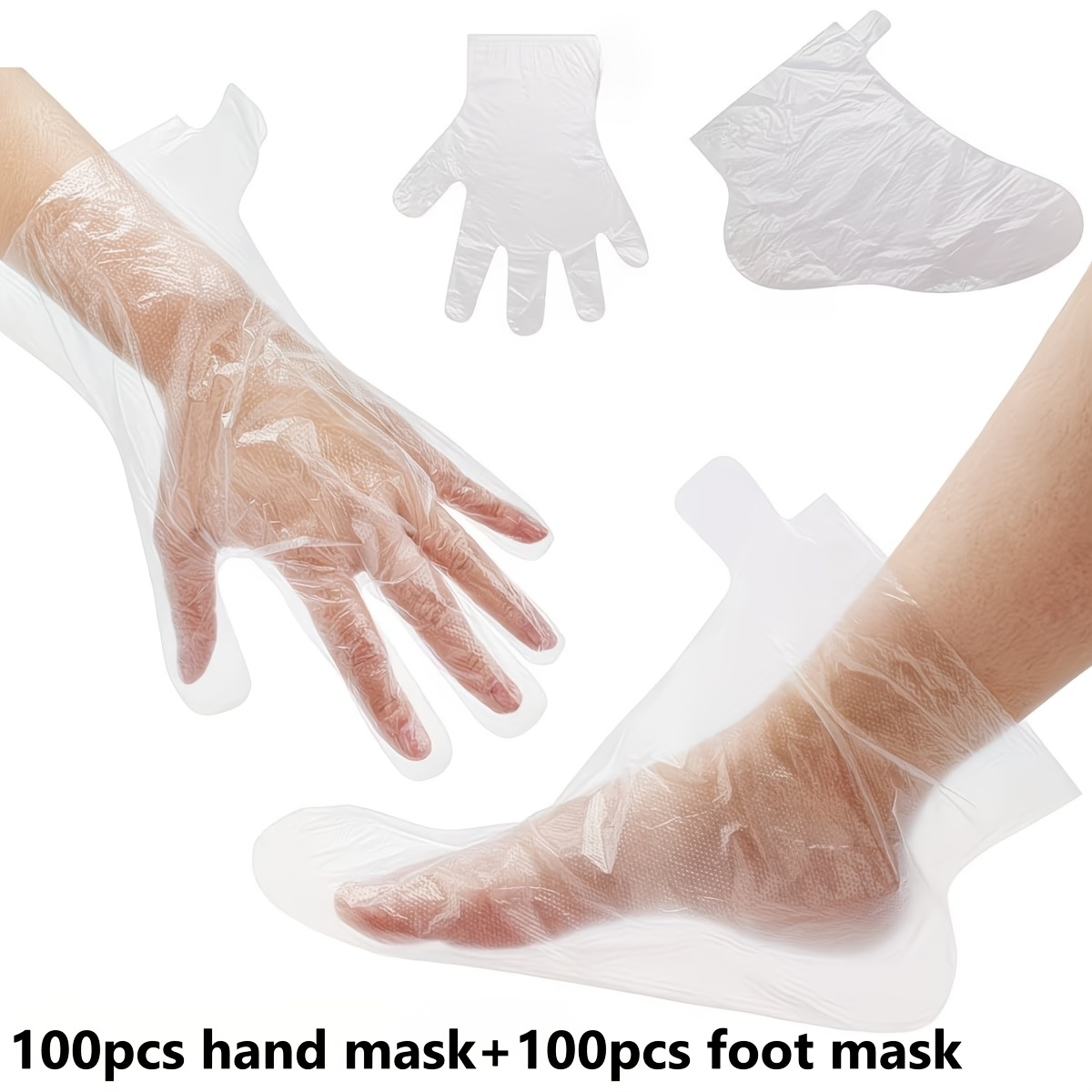 TEMU 200pcs (100pcs Hand Masks And 100pcs Soft Comfortable Moisturizing Foot Masks), Disposable Moisturizing Socks - Moisturizing Gloves Plastic