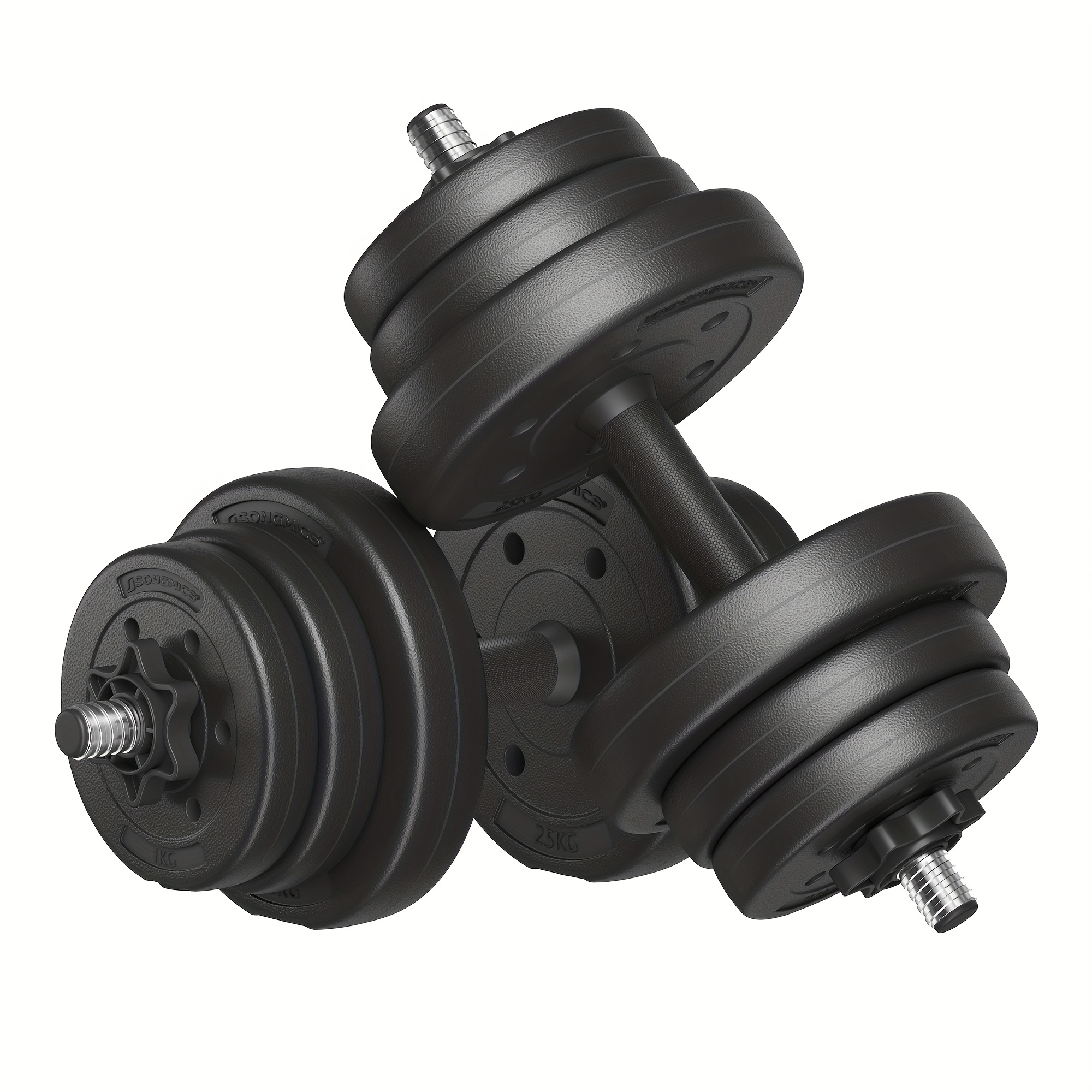 Dumbbell Set, Barbell, 2 x 10kg Verstelbare Dumbbells met Extra Barbell Stang