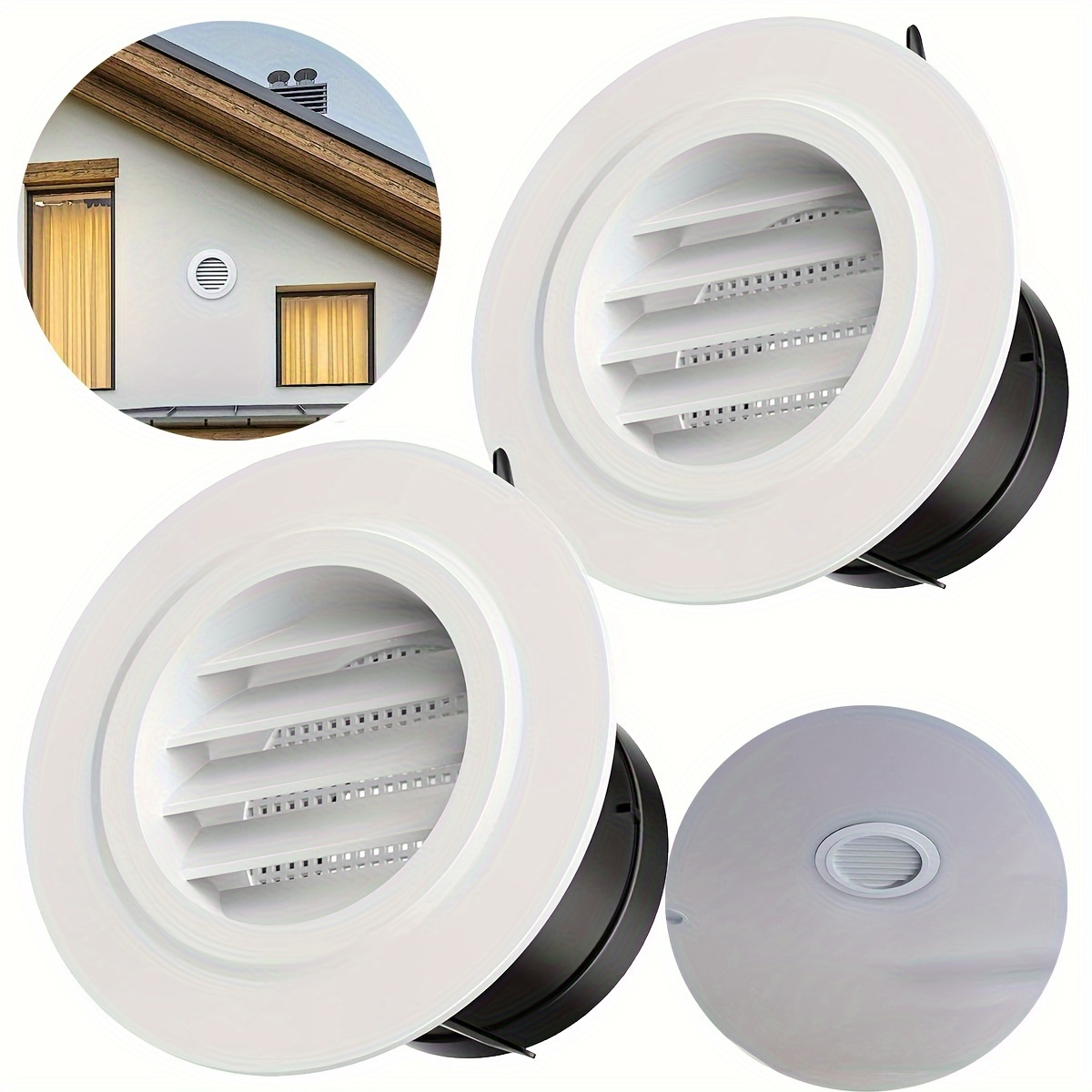 

2pcs Vents, Exhaust Vent Exterior Round Vent Covers, With Built-in A Fly Screen For Bathroom Office Home