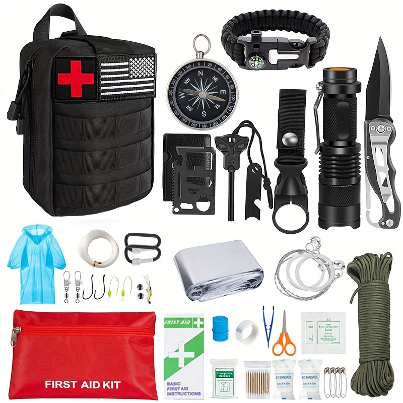 Lixada Emergency Survival Kit 18-in-1 Survival Equipment Emergency Tool  Supplies First Aid Gear for Hiking Hunting Camping Adventures