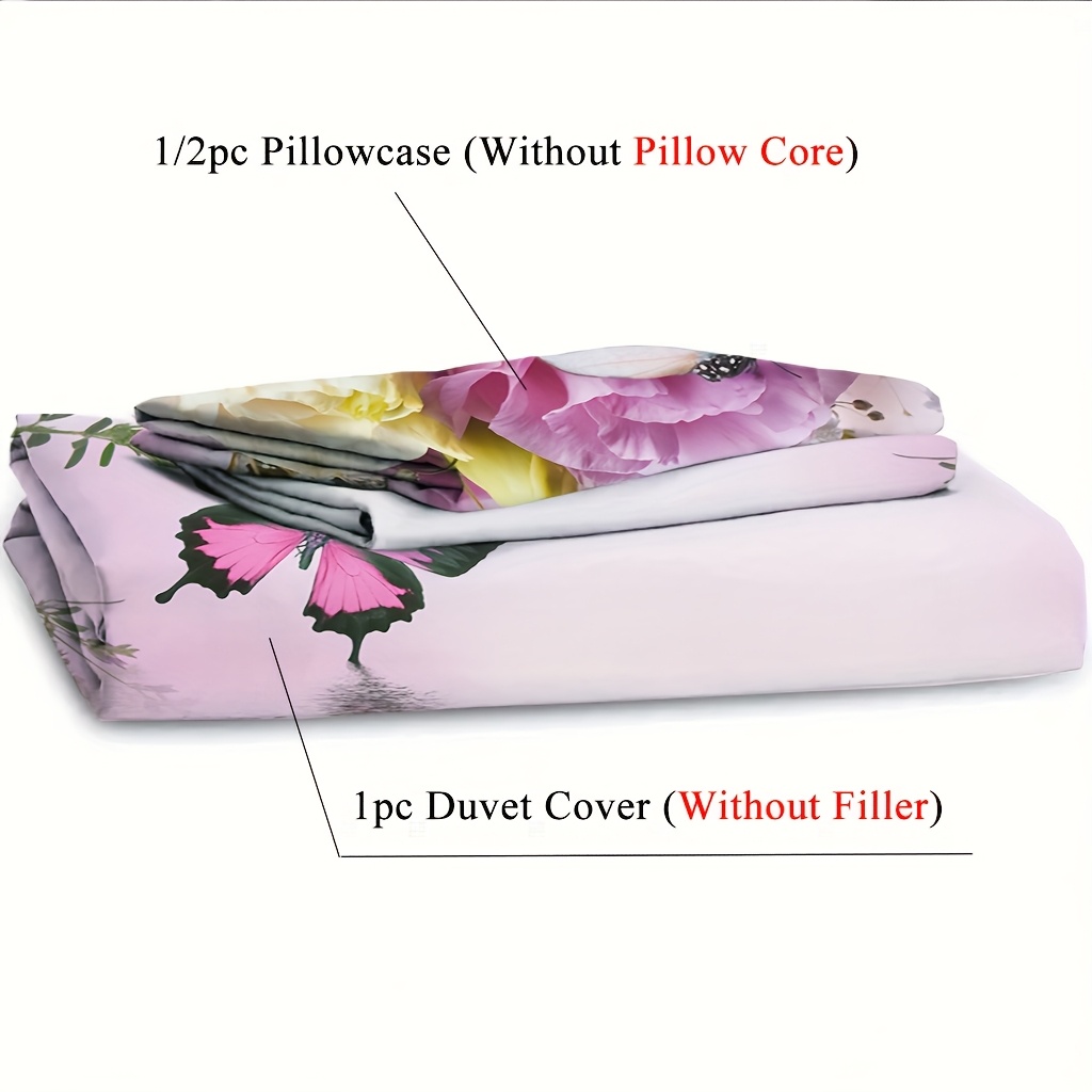 2 3pcs 1 duvet cover 1 2 pillowcase without core   flowers sparkling   green branches and leaves ripple romantic valentines day   for couples 3d print soft comfortable bedding set for bedroom dorm room family gift Product details 8
