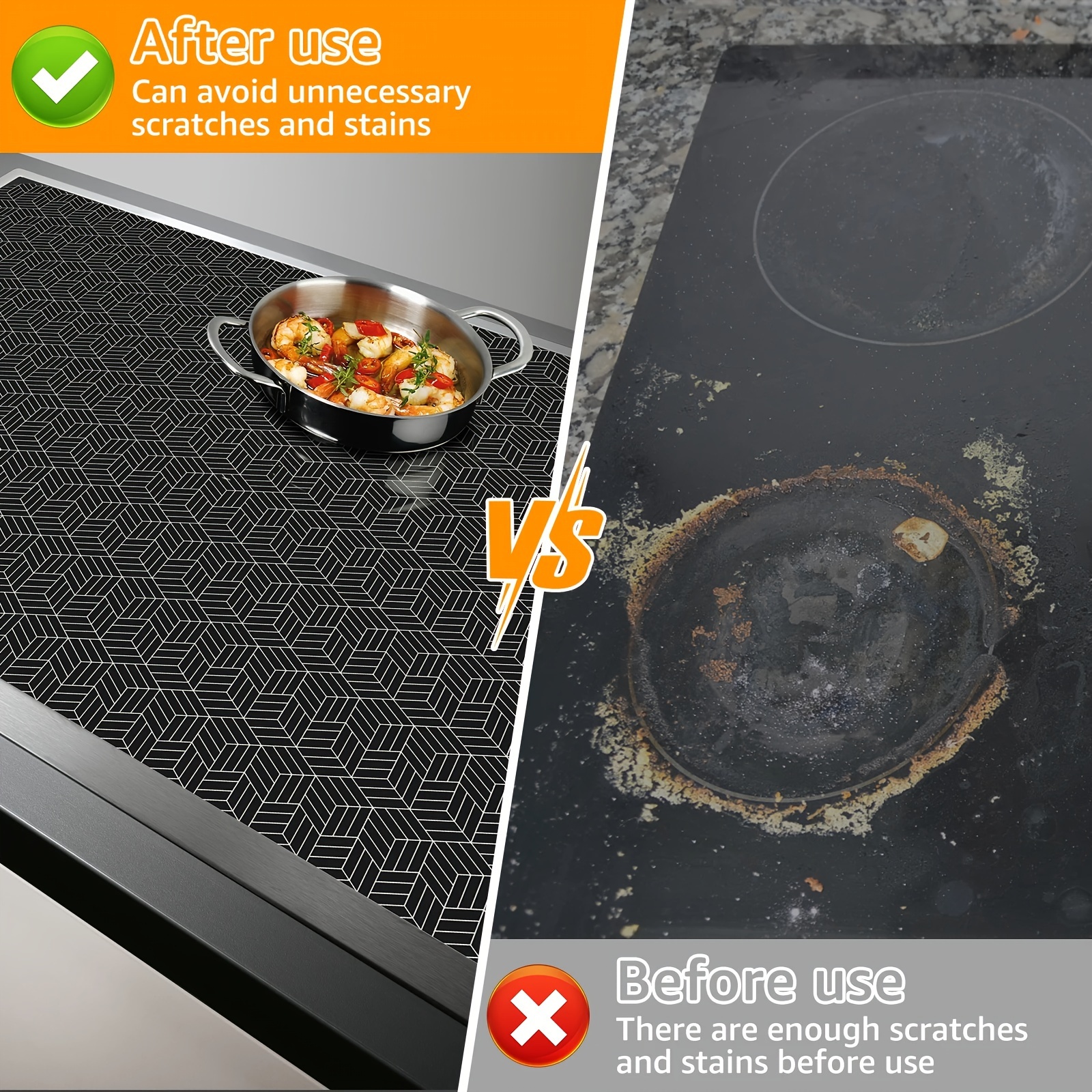 extra large silicone kitchen stove mat heat resistant non slip countertop protector with anti scratch design for oven bbq cooking details 2