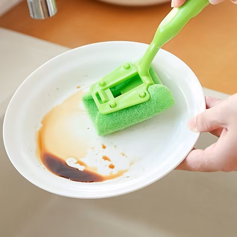 non scratch sponge dish brush with ergonomic handle durable plastic kitchen cleaning brush for dishes plates bowls scrub brush Product details 4