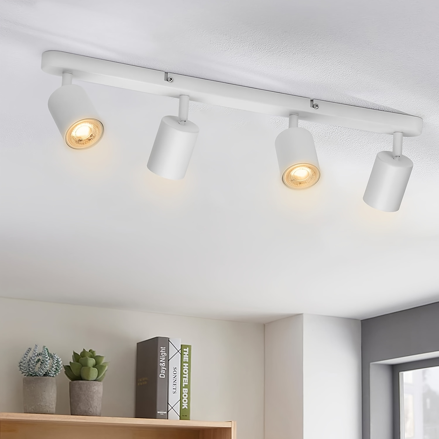 Image of 1-piece Led Ceiling Light With No Bulb, Rotatable Gu10 Led Ceiling Light/spotlight/bar Ceiling Light, , Modern Ceiling Light For Kitchen, Bedroom, Living Room (bulbs Not Included)