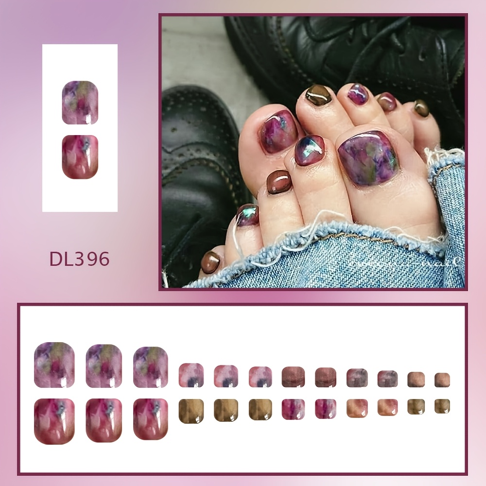 TEMU Madered Purple-brown Ombre Cat-eye Nail Art Wearable Nails Retro Amber Effect Premium Niche Style Fall Winter All-match Daily Date Suitable