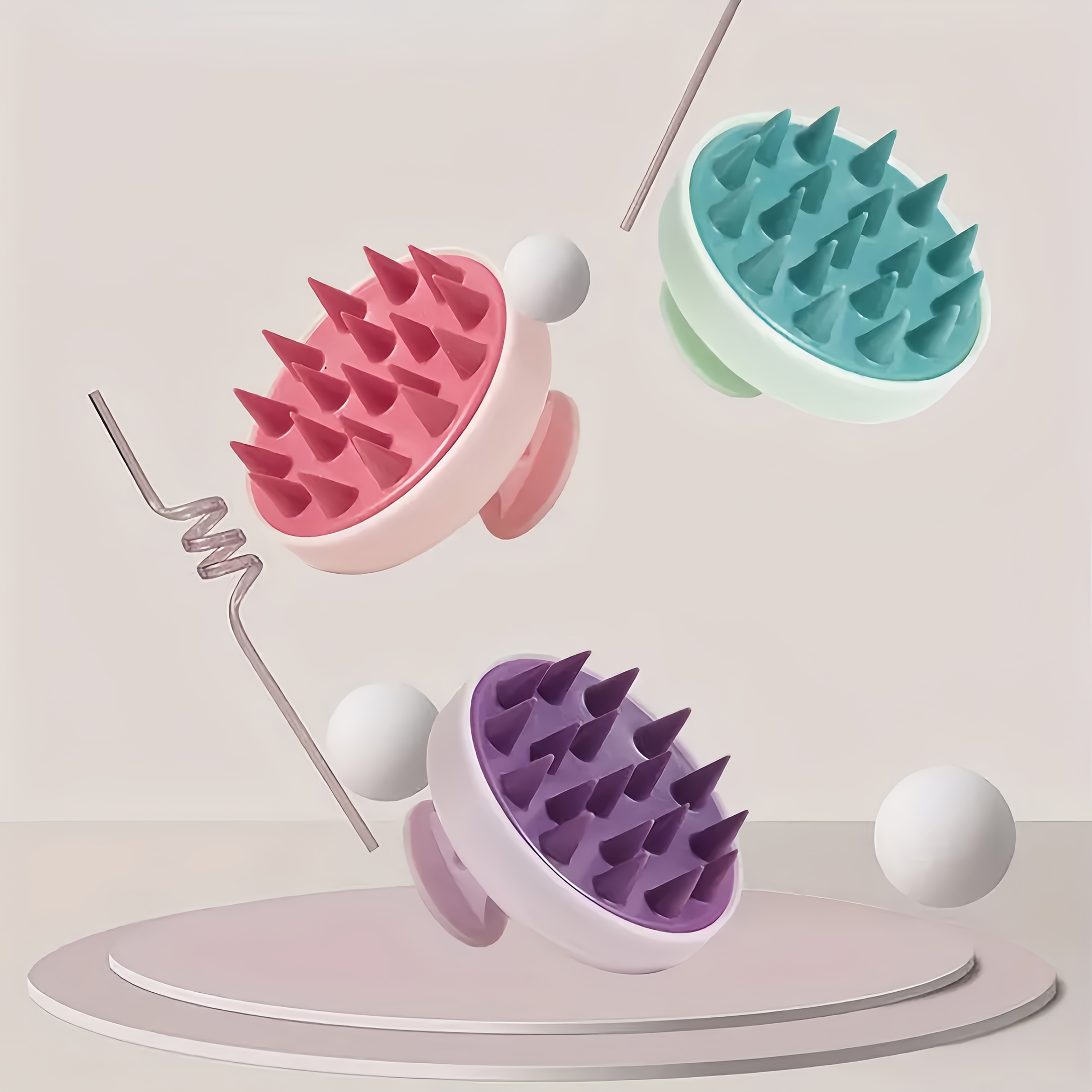 Masajeador Manual de Silicona para la Cabeza y Cepillo de Champú - Masajeador para el Cuero Cabelludo y Cuerpo con Peine de Ducha, Exfoliante Suave para la Eliminación de Células Muertas, Accesorio de Baño Higiénico Adecuado para Duchas/Baños, Dispositivo Duradero para el Cuidado del Cuero Cabelludo