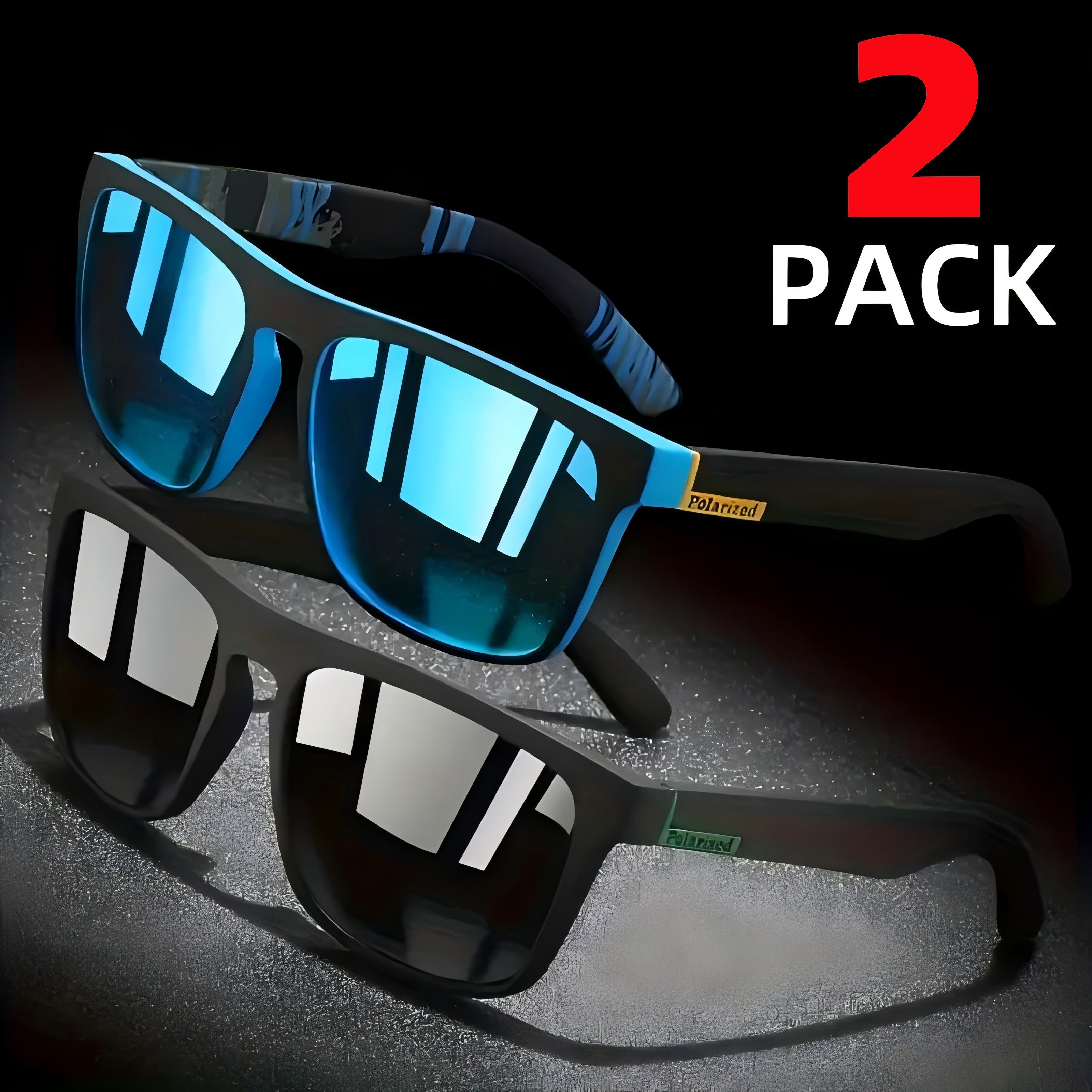 TEMU 2 Pack Of Yi Yan Retro Style Glasses: Wide Frame, Tac Lens, Pc Frame, Suitable For Outdoor Activities Like Hiking, Fishing, And Running