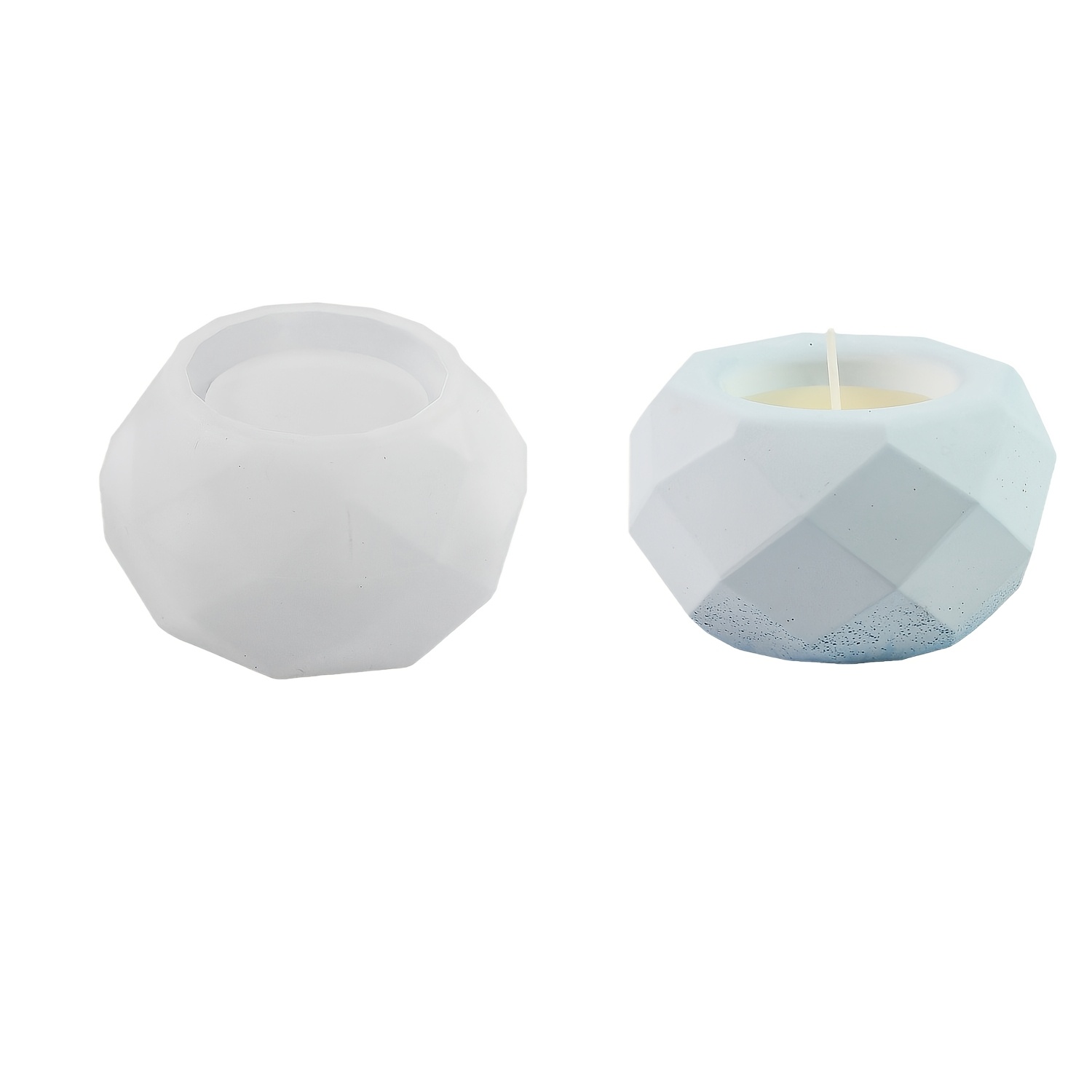 Image of Resin Casting Mold, Of Round Cut Candlestick -shaped Gypsum Flower Pot Candle Storage Decoration, Diy Handmade Art, Resin Gypsum Silicone Mold, Glue Mold