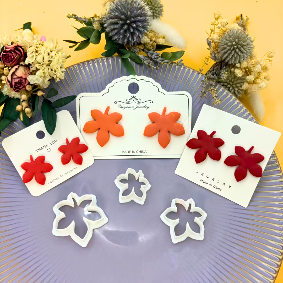 TEMU Ensemble de 3 coupe-ceruse feuilles d'érable d'automne | Thème printemps été Pâques | Parfait pour la fabrication de boucles d'oreilles et de