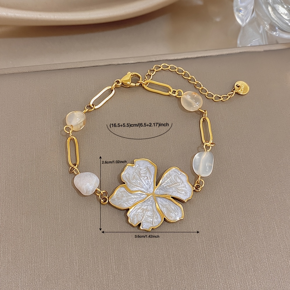 Elegant Drip Oil Flower Natural Stone Bracelet, Unisex