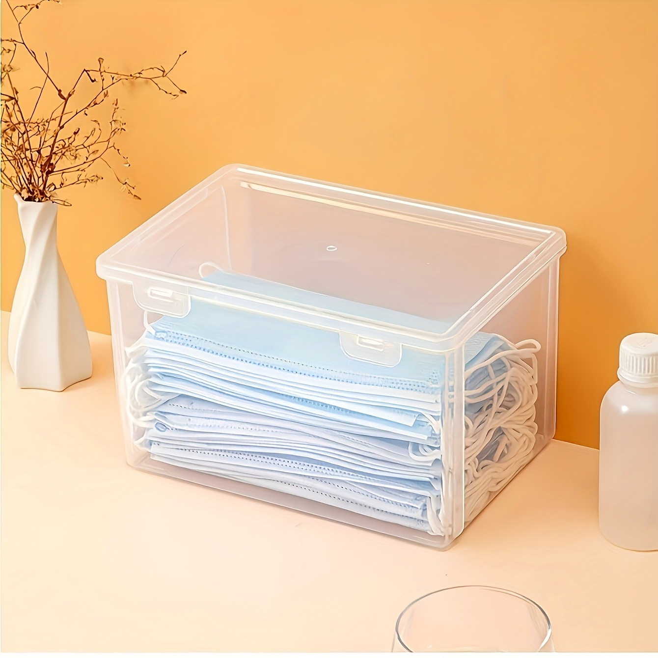 1pc of large capacity transparent plastic storage box desktop storage organizer rectangular   design multi purpose for home office and school desktop folders stackable design suitable for use in offices schools and homes Product details 1